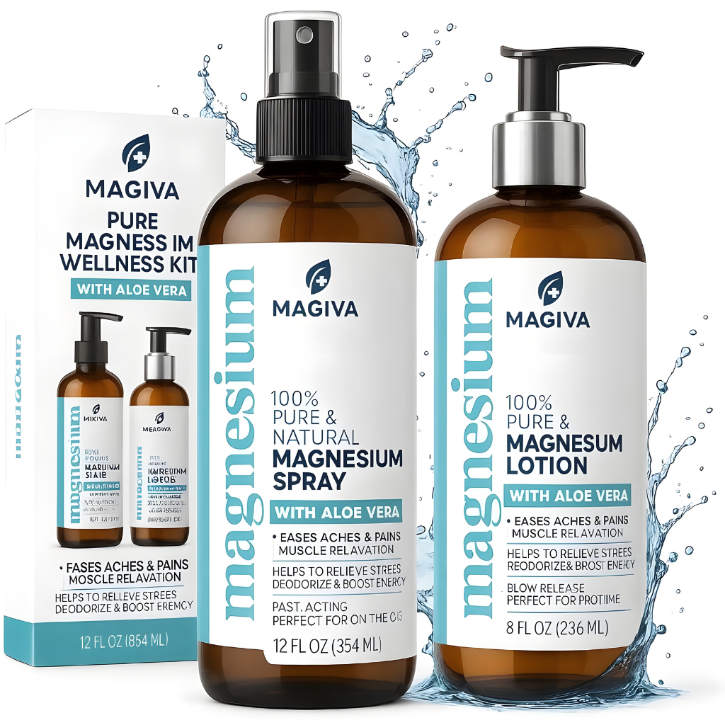 Barven Magnesium Oil Spray (12 oz) + Body Massage Lotion Set 8oz