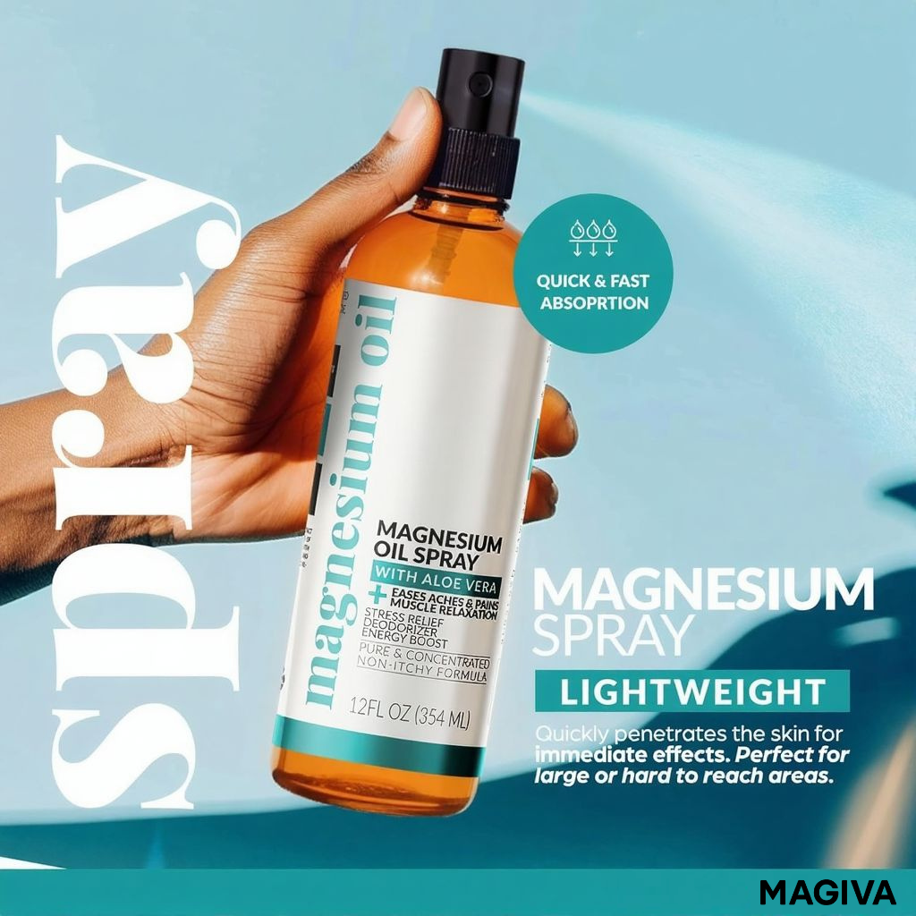 Barven Magnesium Oil Spray (12 oz) + Body Massage Lotion Set 8oz